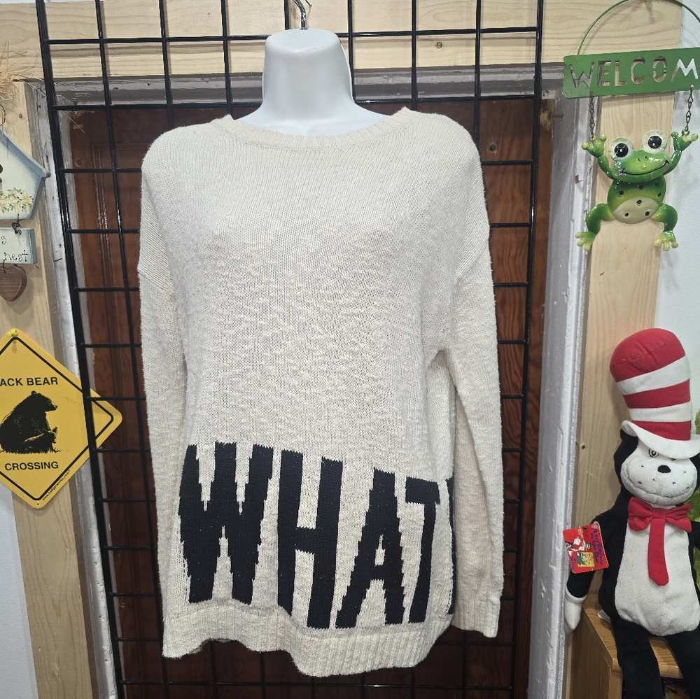 Forever 21 Large Cream WHATEVER Sweater